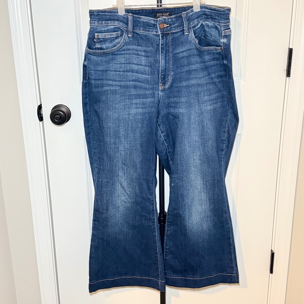 Judy Blue High Rise Flare Jeans Medium Wash Wide Leg Denim 16W